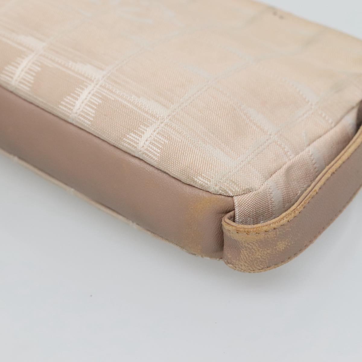 CHANEL New Travel line Pouch Nylon Pink CC Auth bs25855