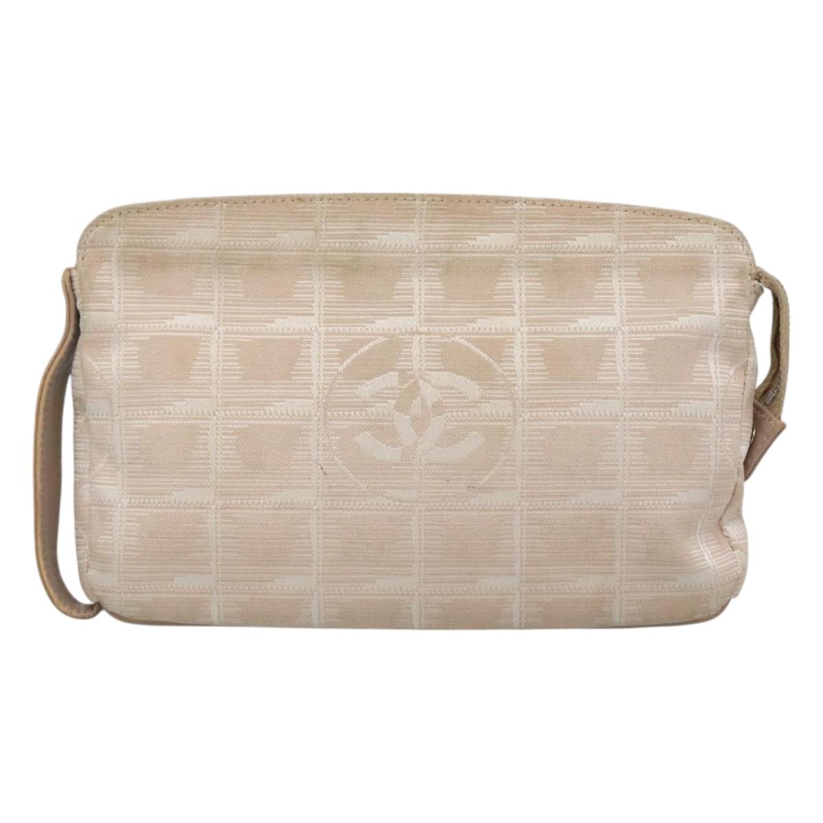 CHANEL New Travel line Pouch Nylon Pink CC Auth bs25855