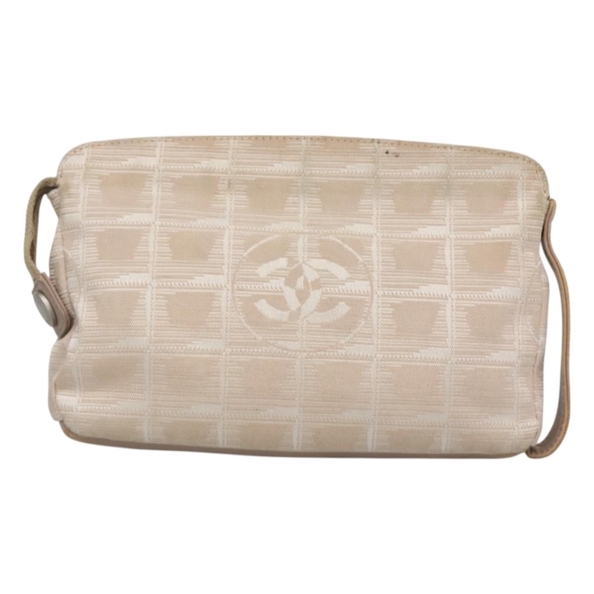 CHANEL New Travel line Pouch Nylon Pink CC Auth bs25855