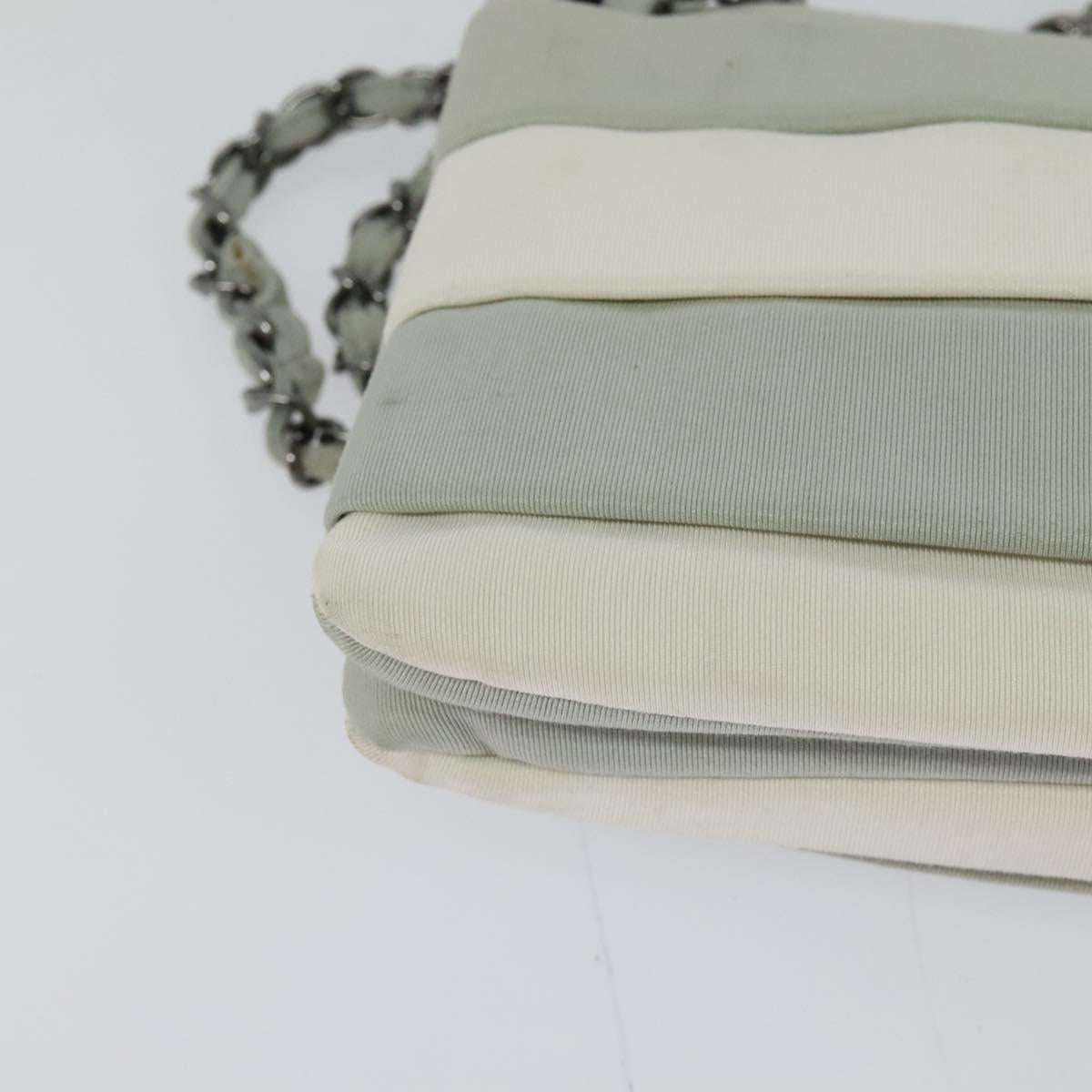 CHANEL Chain Shoulder Bag Nylon Gray CC Auth bs25857