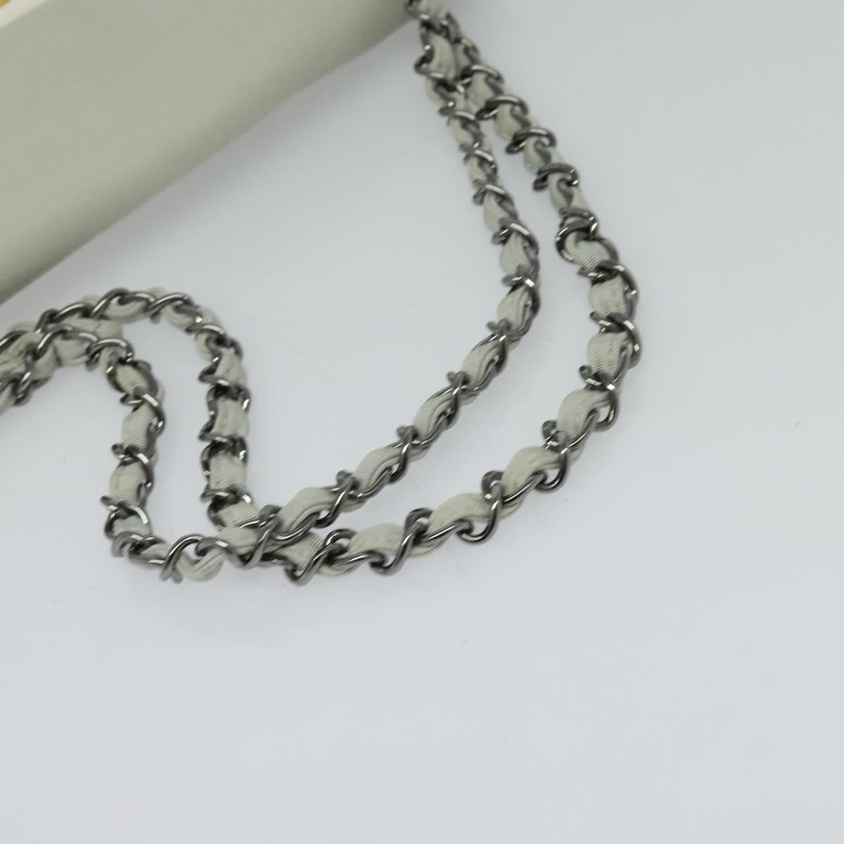 CHANEL Chain Shoulder Bag Nylon Gray CC Auth bs25857