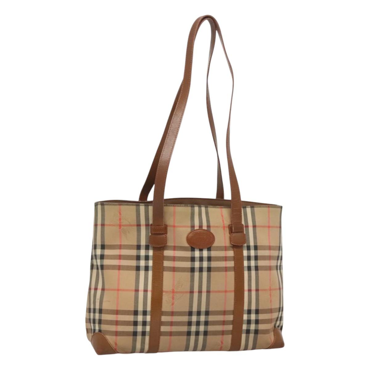 Burberrys Nova Check Shoulder Bag Canvas Beige Auth bs25867