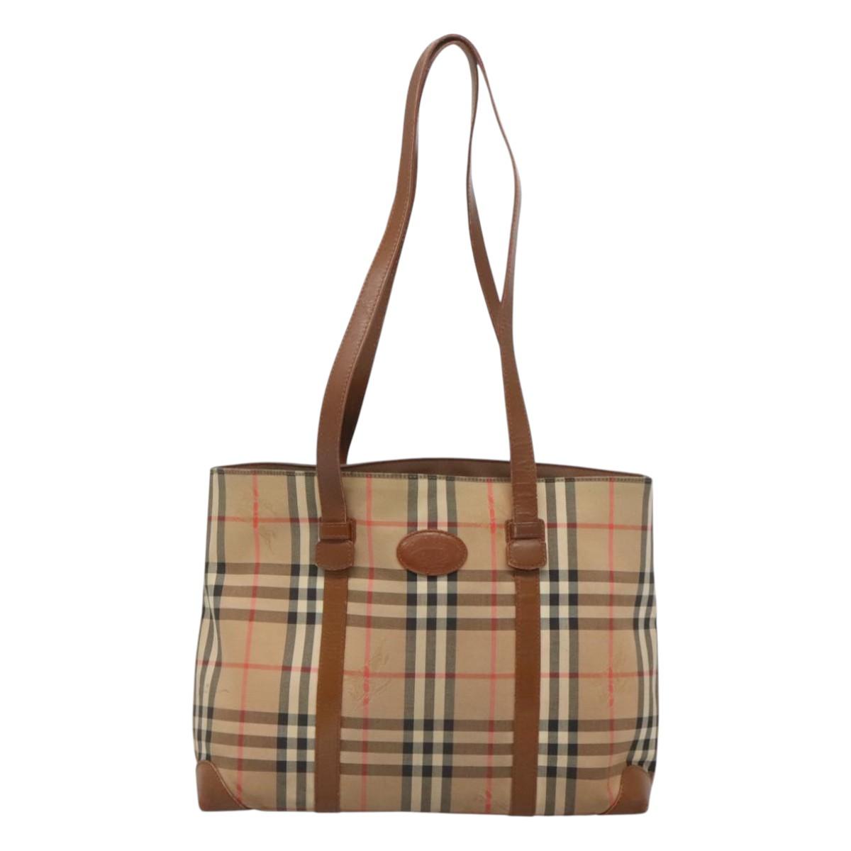 Burberrys Nova Check Shoulder Bag Canvas Beige Auth bs25867