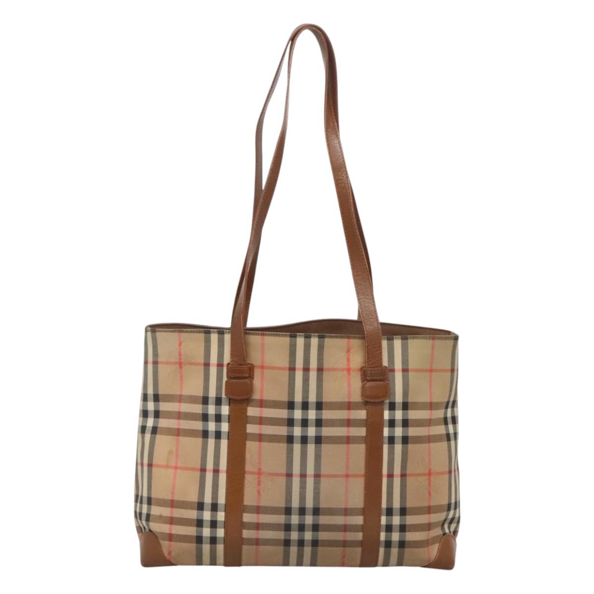 Burberrys Nova Check Shoulder Bag Canvas Beige Auth bs25867