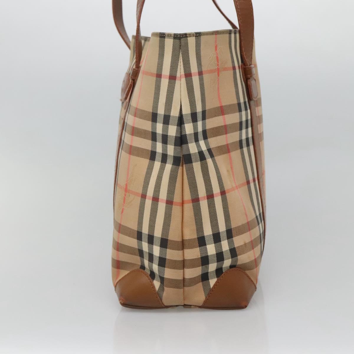 Burberrys Nova Check Shoulder Bag Canvas Beige Auth bs25867