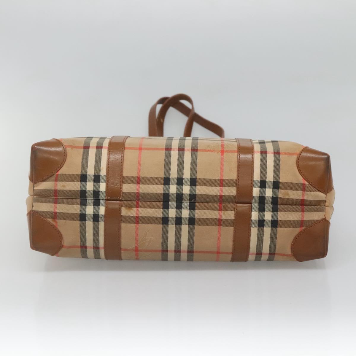 Burberrys Nova Check Shoulder Bag Canvas Beige Auth bs25867