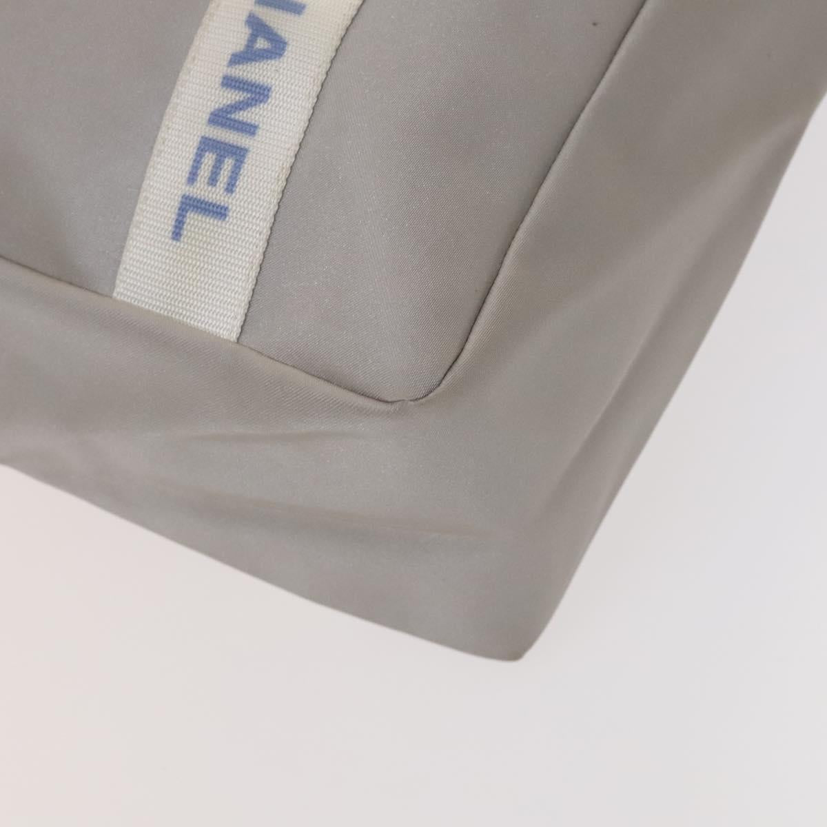 CHANEL Sports Line Tote Bag Nylon Gray Silver CC Auth bs25879
