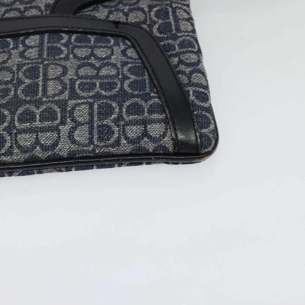 BALENCIAGA BB Shoulder Bag Canvas Navy Gold Auth bs25889