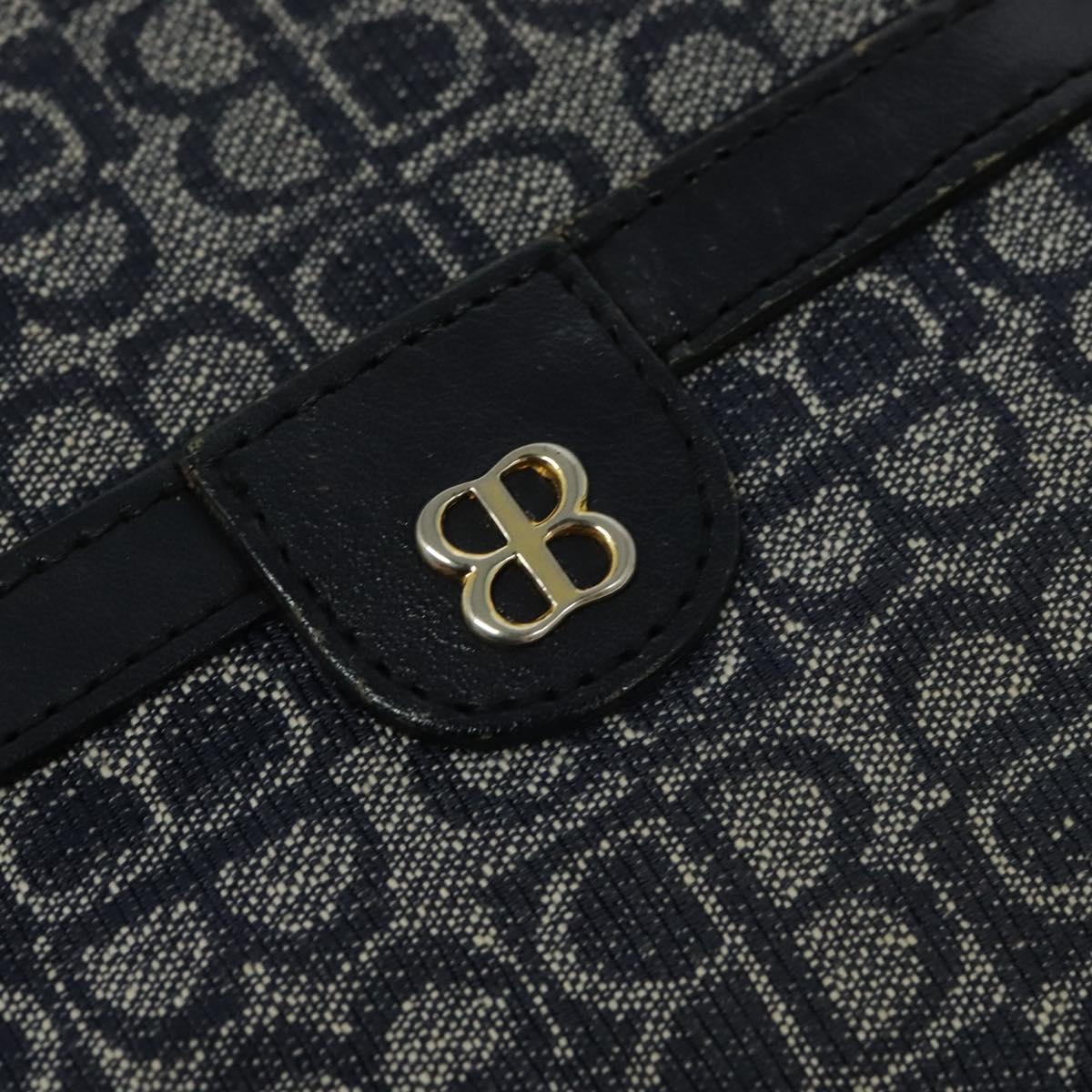BALENCIAGA BB Shoulder Bag Canvas Navy Gold Auth bs25889