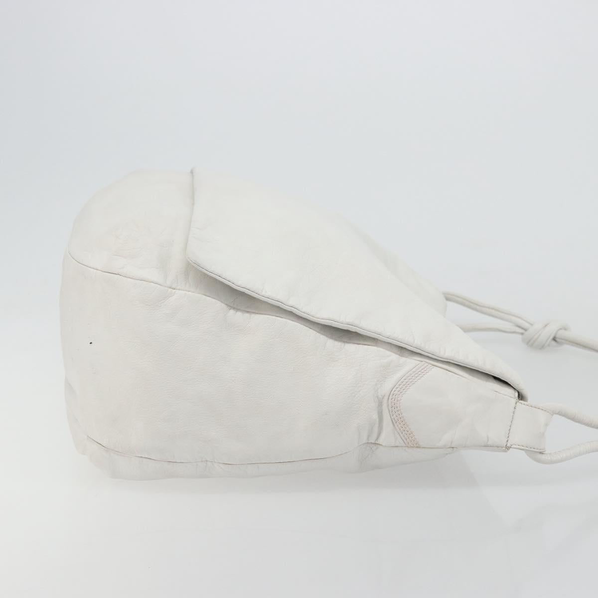 LOEWE Shoulder Bag Leather White Gold Auth bs25892