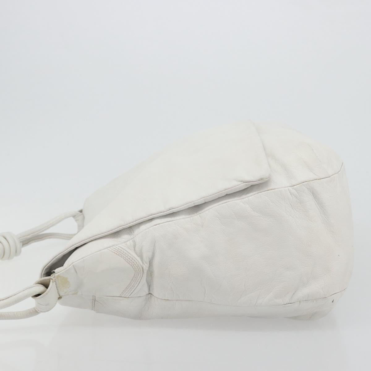 LOEWE Shoulder Bag Leather White Gold Auth bs25892