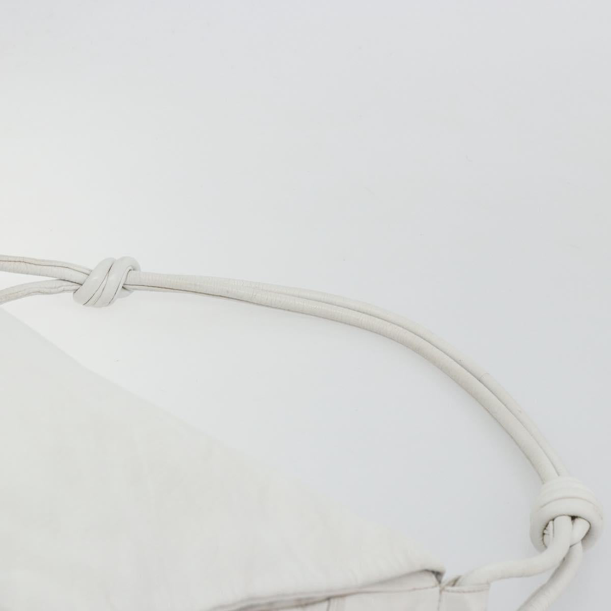 LOEWE Shoulder Bag Leather White Gold Auth bs25892
