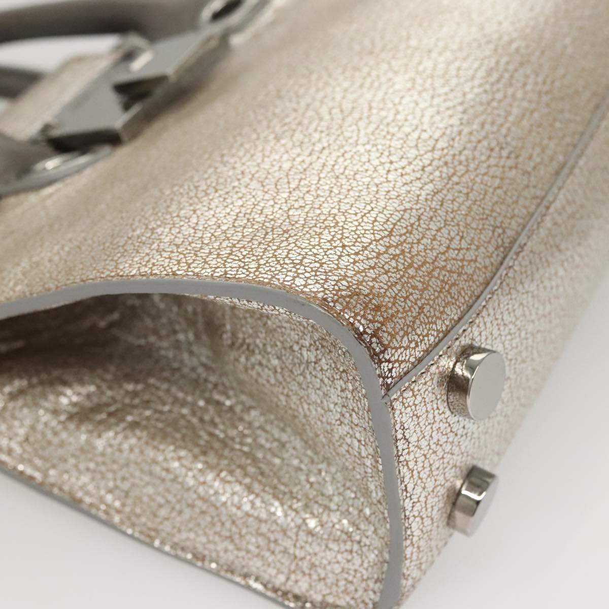 Jimmy Choo Hand Bag Leather 2way Silver Auth bs25894