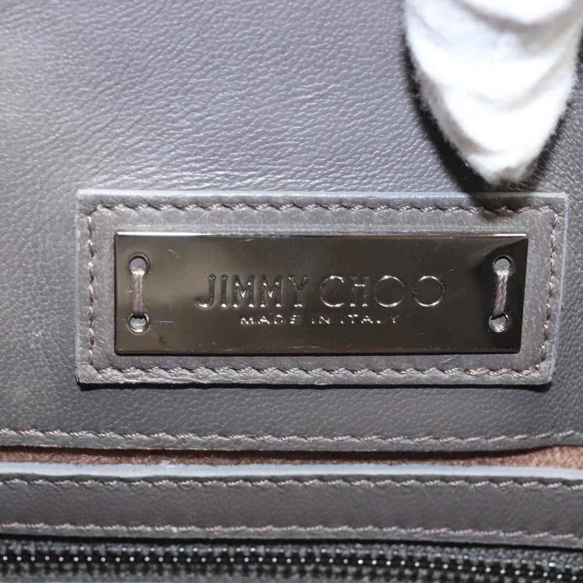 Jimmy Choo Hand Bag Leather 2way Silver Auth bs25894