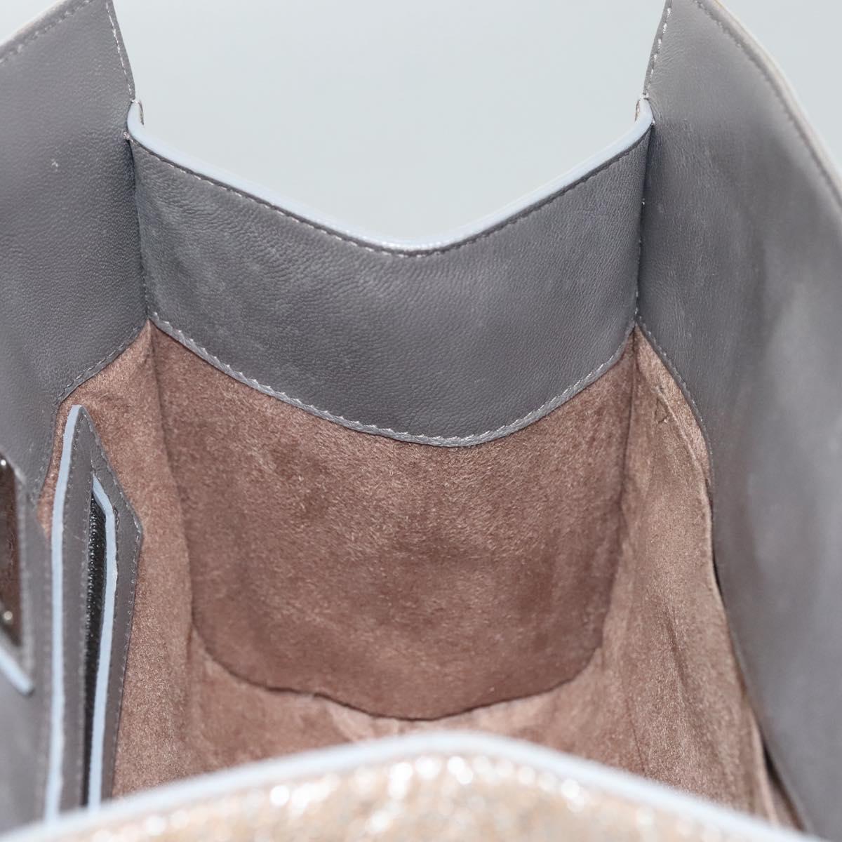 Jimmy Choo Hand Bag Leather 2way Silver Auth bs25894