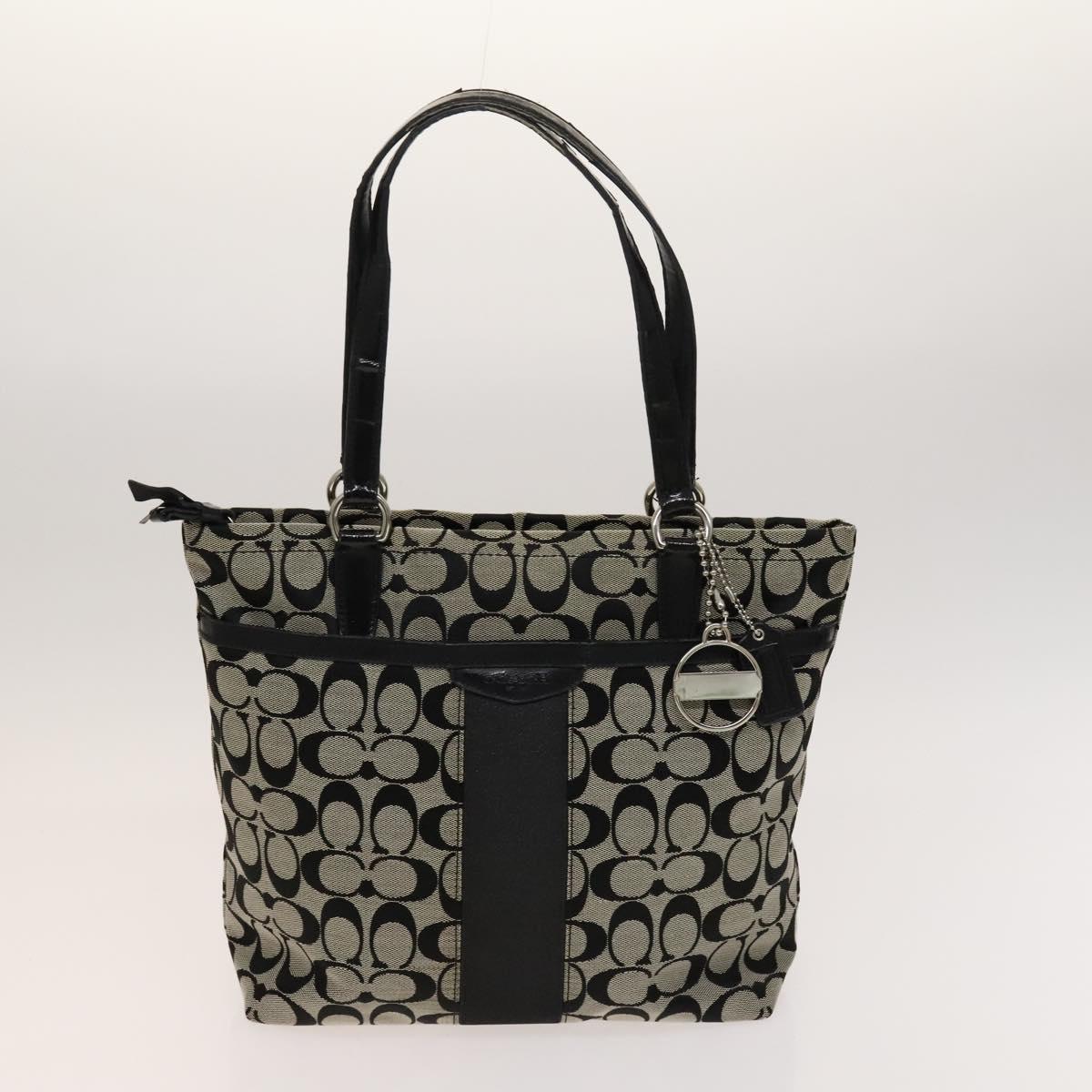 Coach Signature Bag Nylon Canvas 2Set Black Gray Auth bs25898