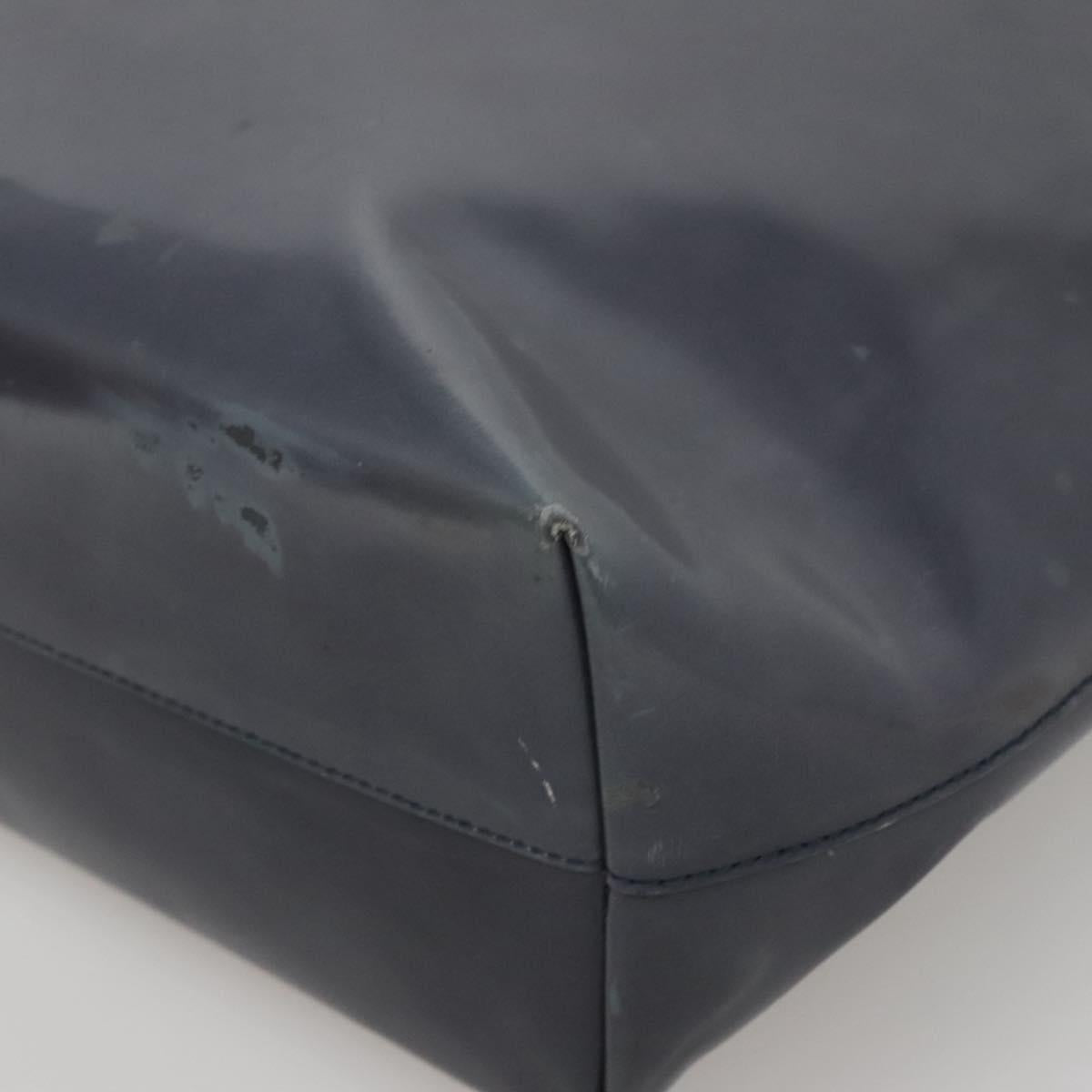 PRADA Hand Bag Enamel Navy Silver Auth bs25904