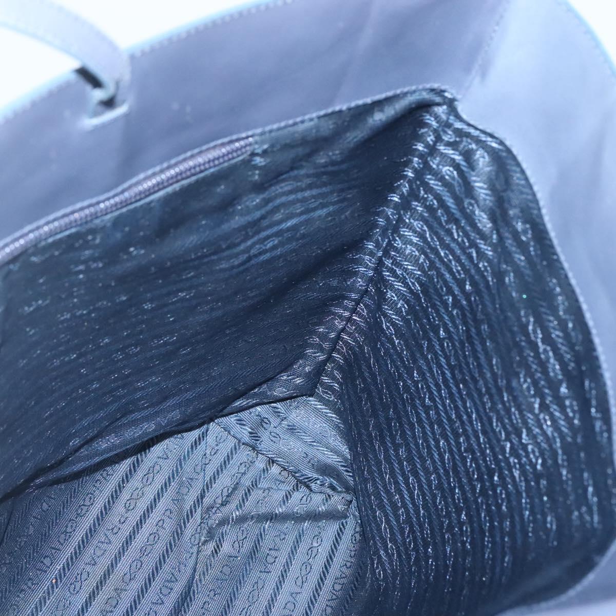 PRADA Hand Bag Enamel Navy Silver Auth bs25904