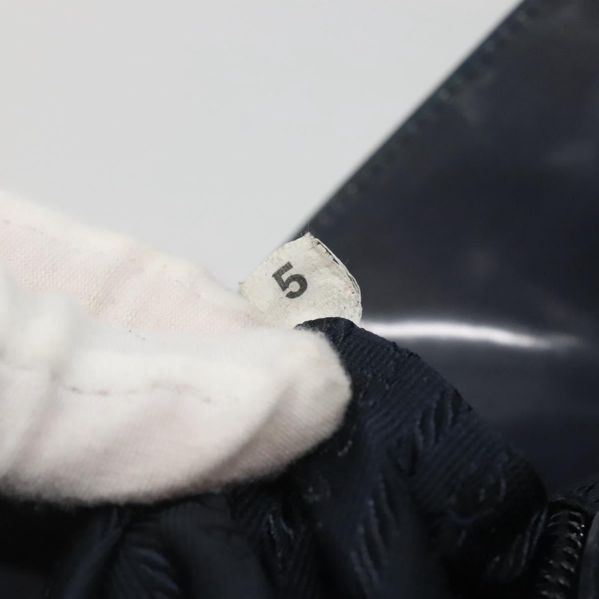 PRADA Hand Bag Enamel Navy Silver Auth bs25904