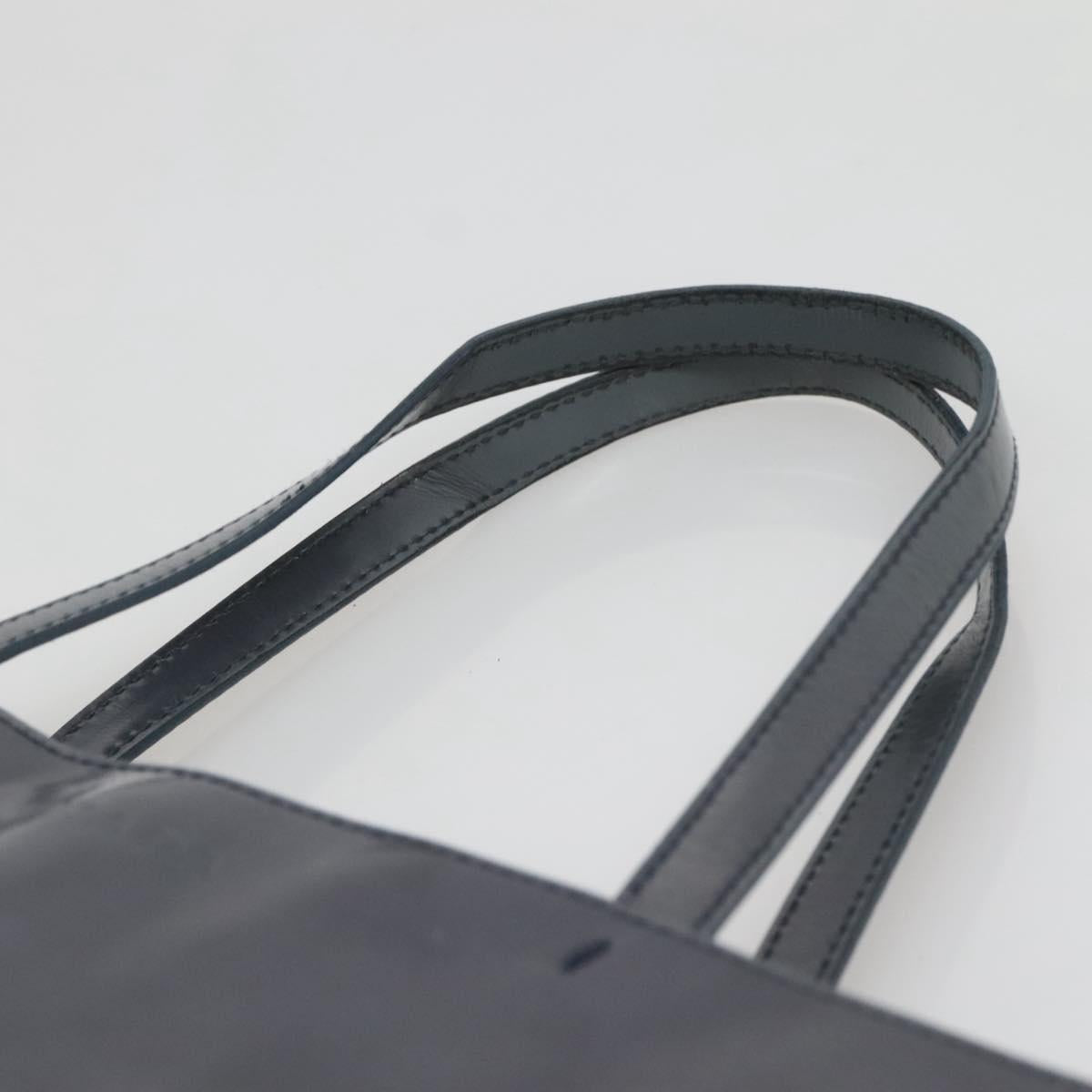 PRADA Hand Bag Enamel Navy Silver Auth bs25904