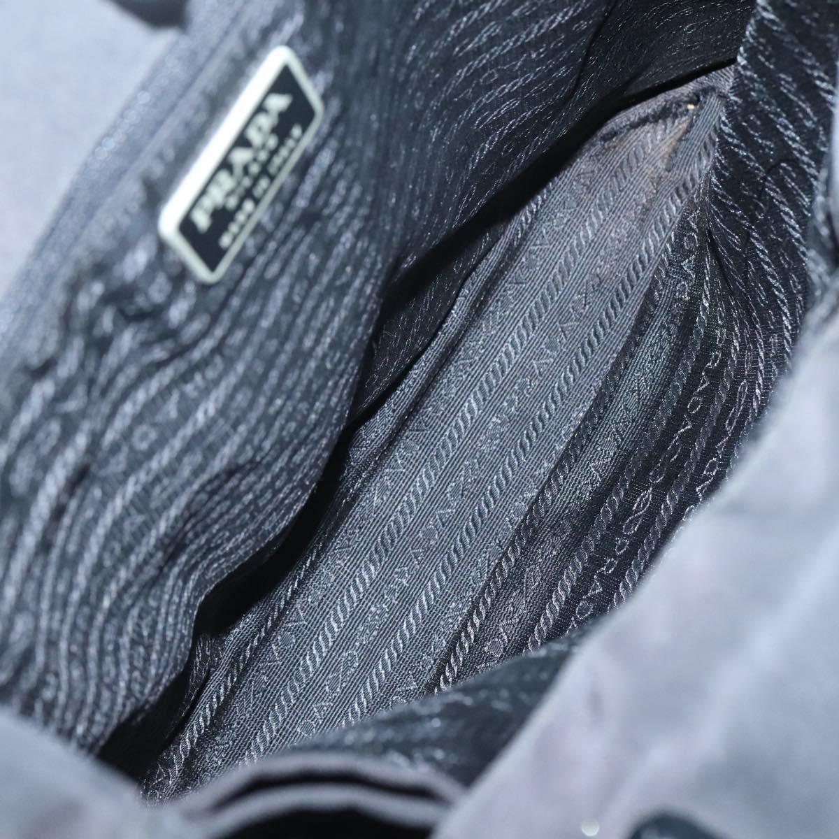 PRADA Hand Bag Nylon plastic Black Silver Auth bs25906