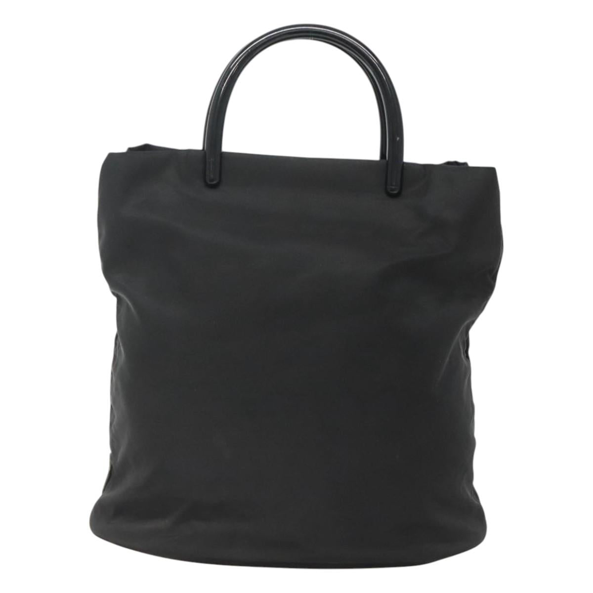 PRADA Hand Bag Nylon plastic Black Silver Auth bs25906