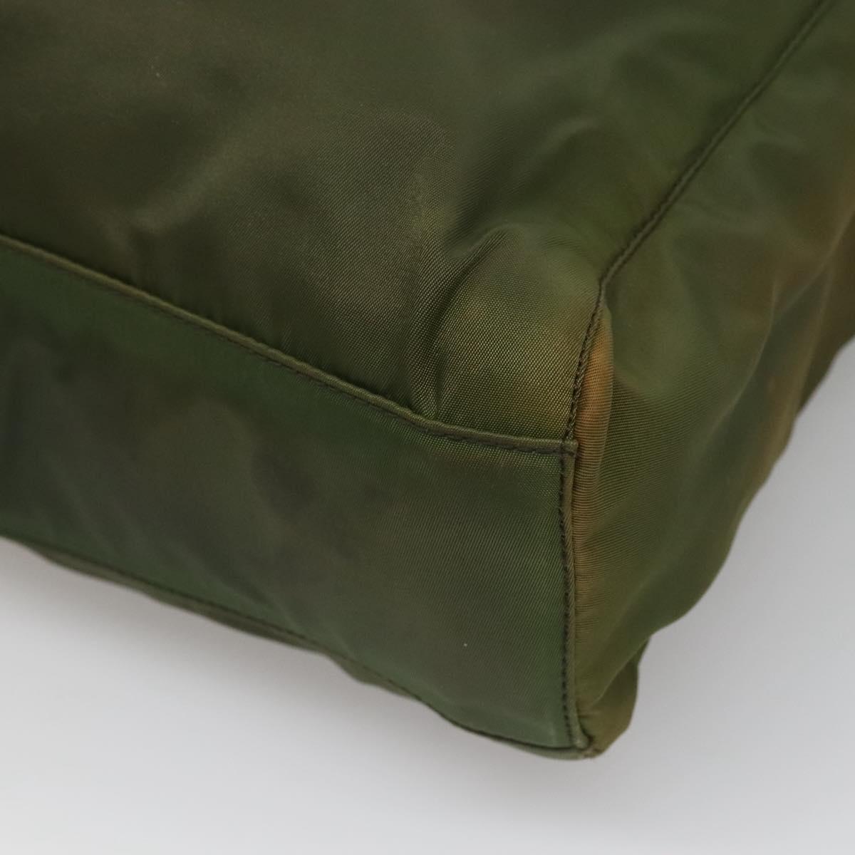 PRADA Hand Bag Nylon Plastic Khaki Silver Clear Auth bs25908