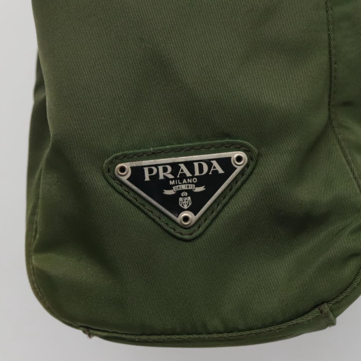 PRADA Hand Bag Nylon Plastic Khaki Silver Clear Auth bs25908