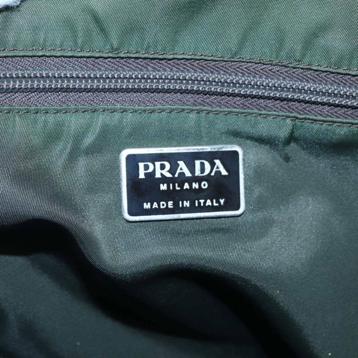PRADA Hand Bag Nylon Plastic Khaki Silver Clear Auth bs25908