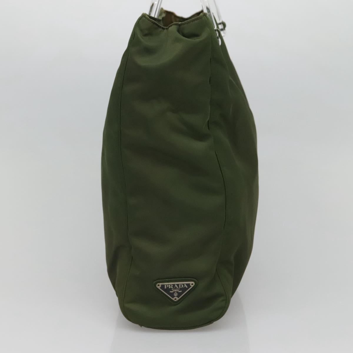 PRADA Hand Bag Nylon Plastic Khaki Silver Clear Auth bs25908