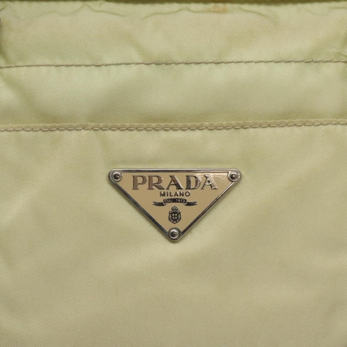 PRADA Shoulder Bag Nylon Beige Silver Auth bs25909