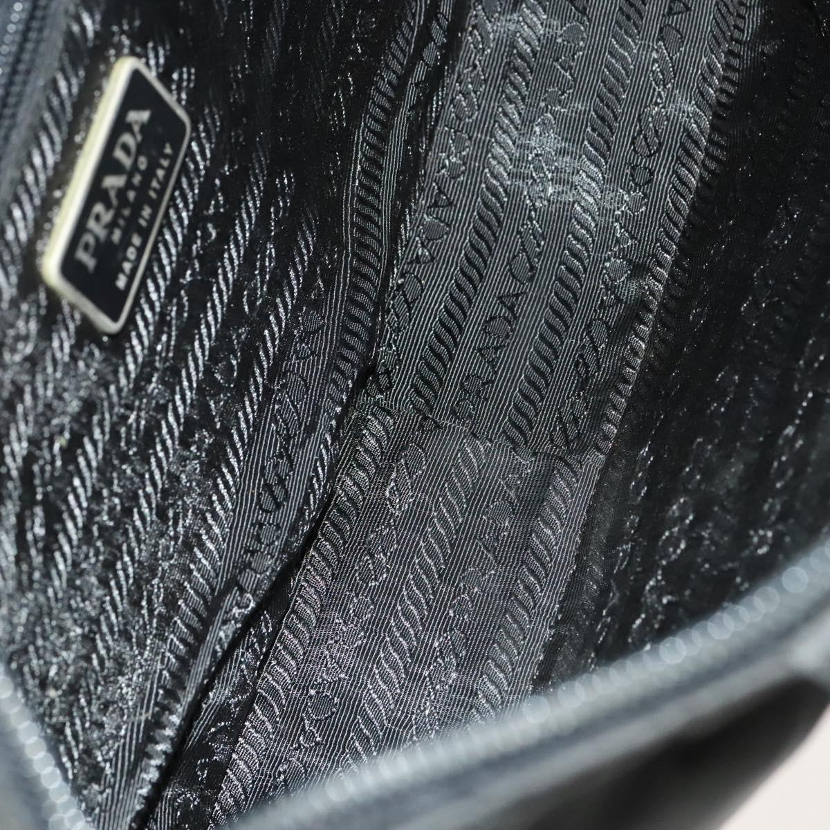 PRADA Hand Bag Nylon Black Silver Auth bs25910