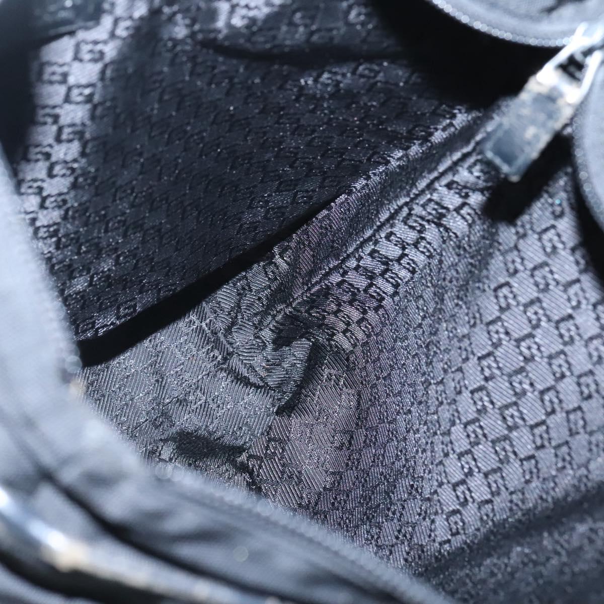 GUCCI Hand Bag Nylon Black Silver 019 0373 Auth bs25919
