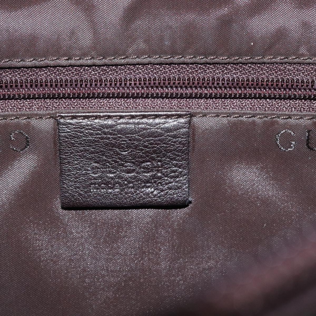 GUCCI Shoulder Bag Leather Brown Silver 001 1206 Auth bs25922