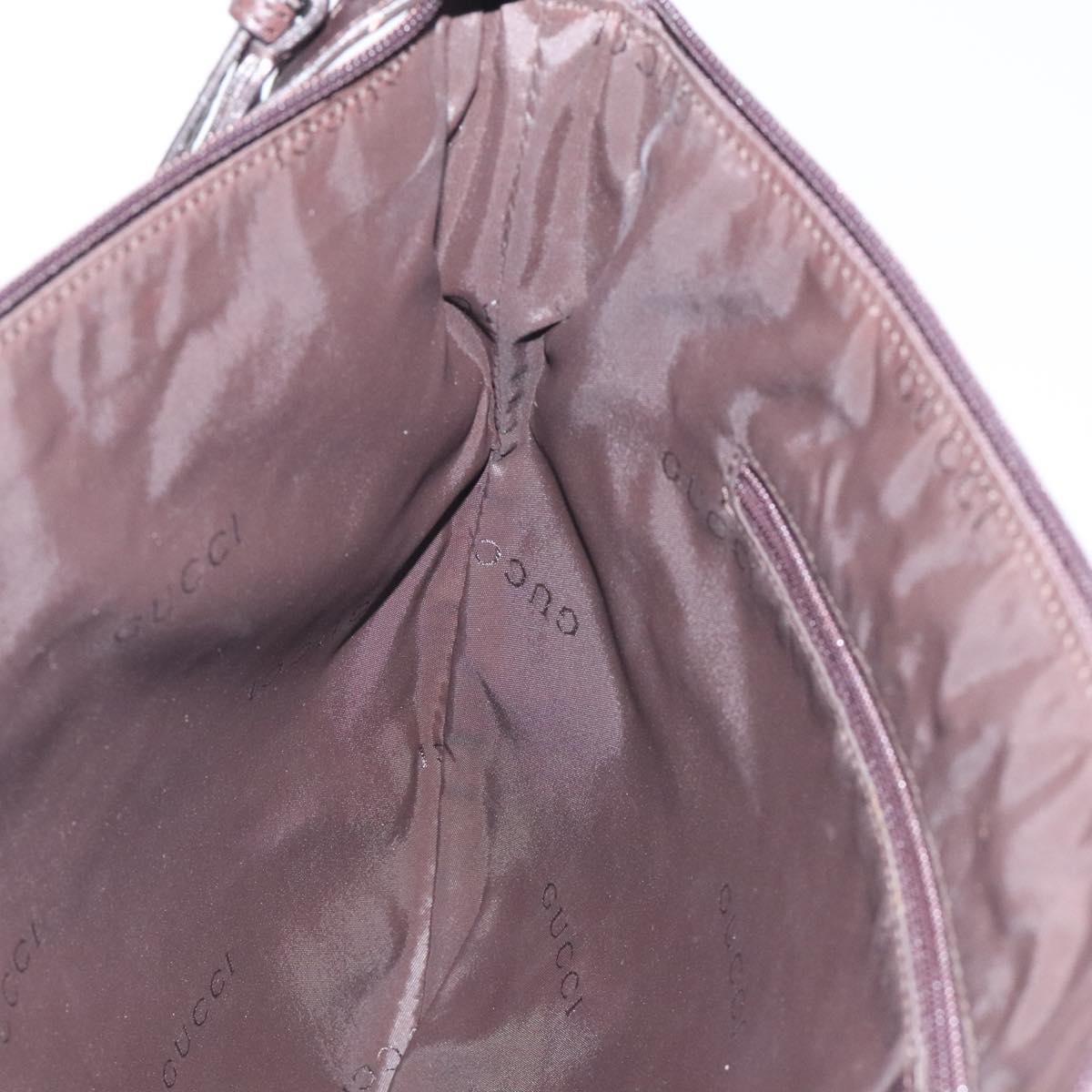 GUCCI Shoulder Bag Leather Brown Silver 001 1206 Auth bs25922