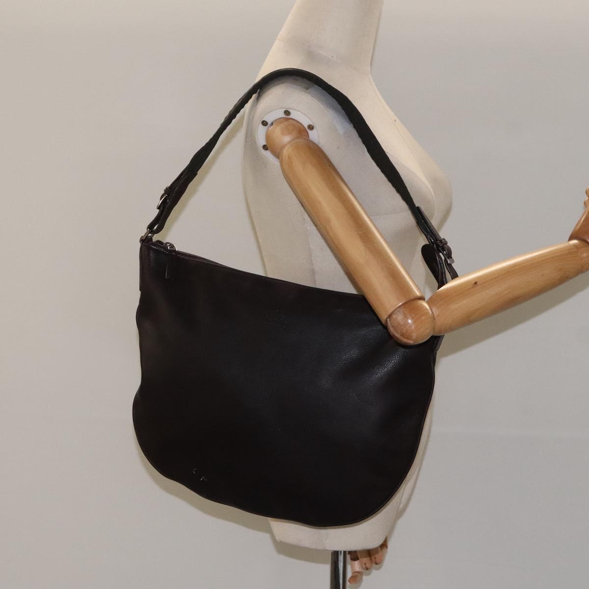 GUCCI Shoulder Bag Leather Brown Silver 001 1206 Auth bs25922
