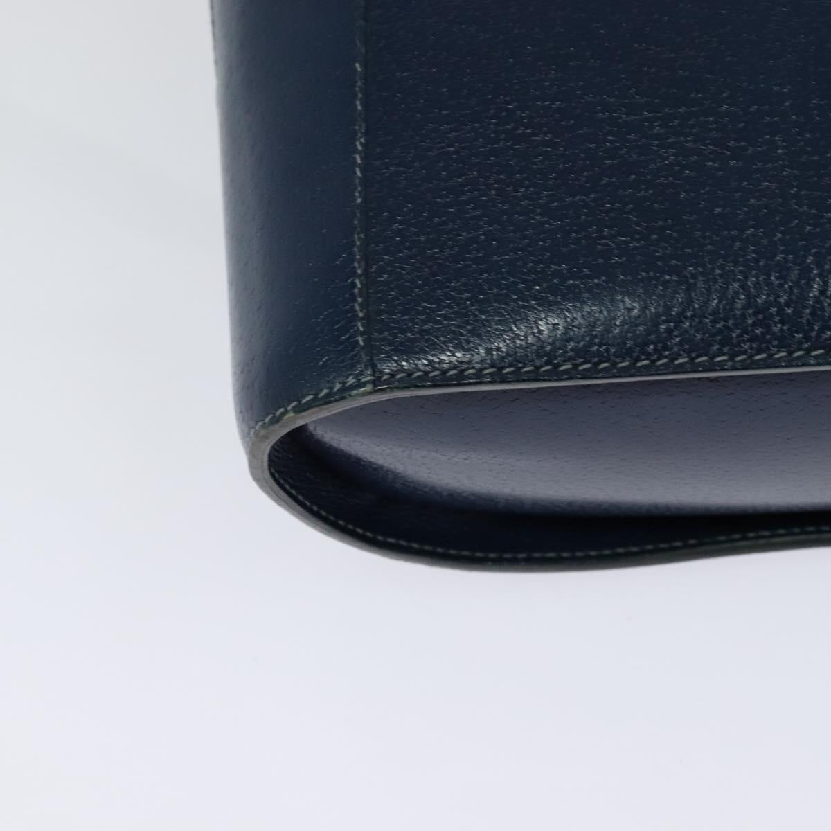 GUCCI Shoulder Bag Leather Blue Gold Auth bs25923