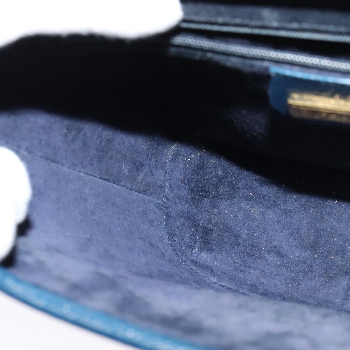 GUCCI Shoulder Bag Leather Blue Gold Auth bs25923