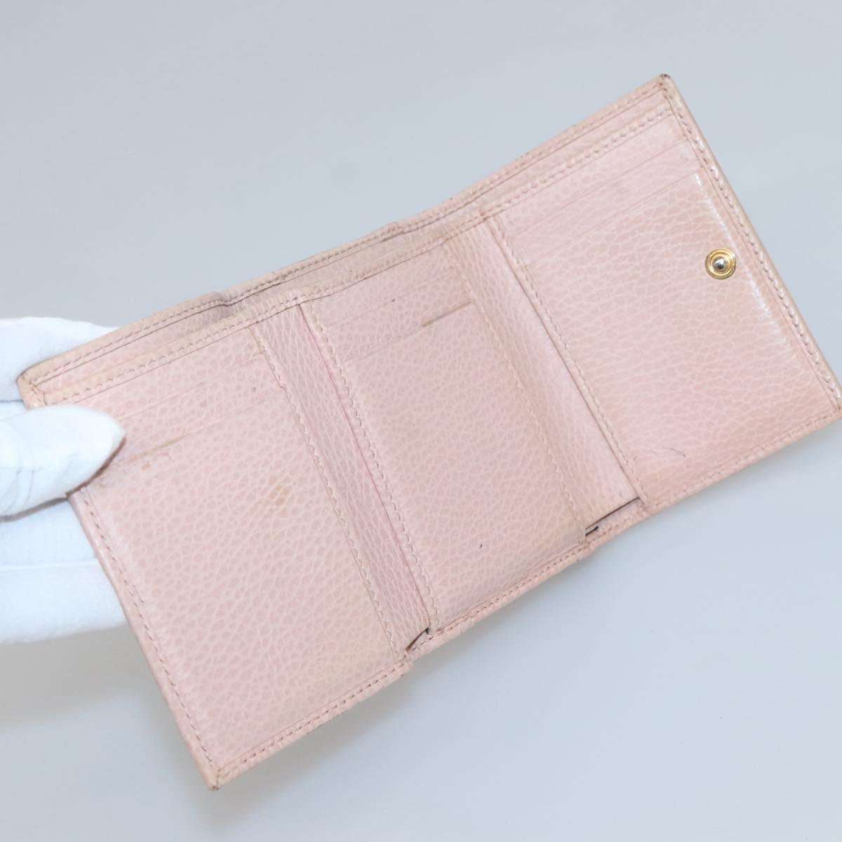 GUCCI Trifold Wallet Leather Pink Gold 474746 Auth bs25927