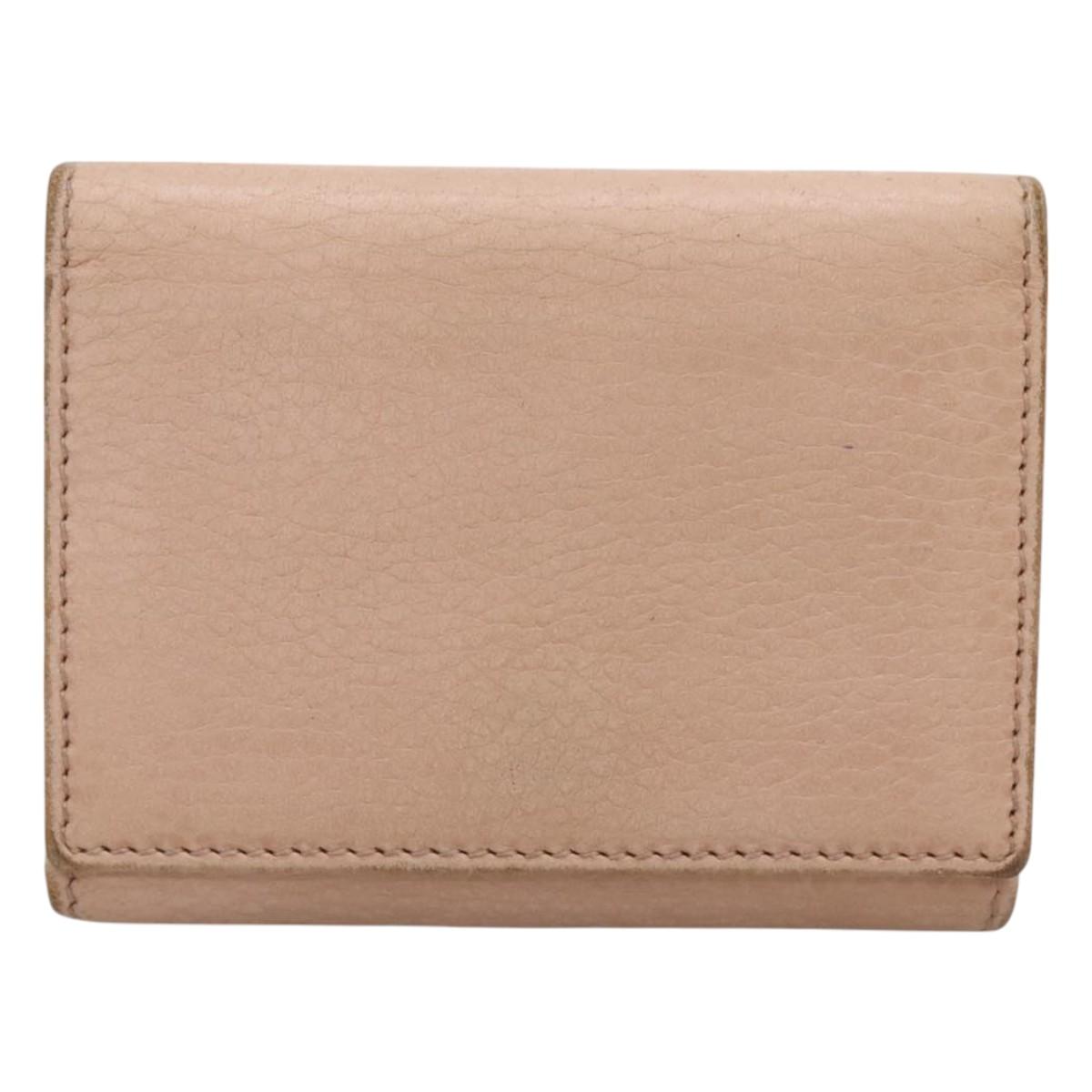 GUCCI Trifold Wallet Leather Pink Gold 474746 Auth bs25927
