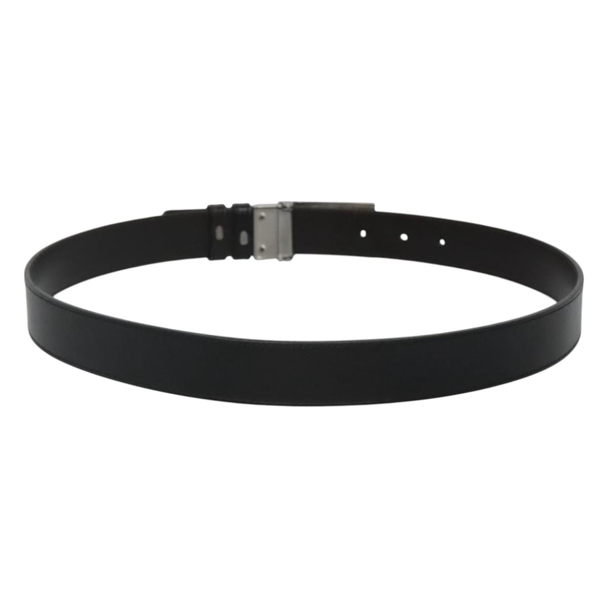 GUCCI Belt Leather 81.5-34.3"" Black Silver Auth bs25928