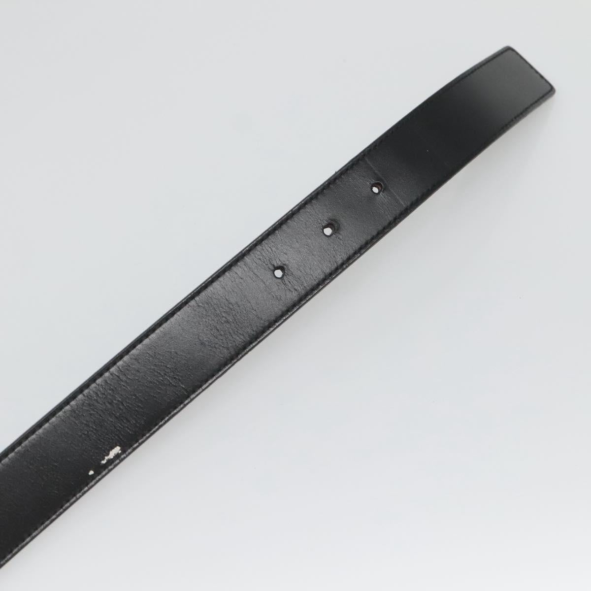 GUCCI Belt Leather 81.5-34.3"" Black Silver Auth bs25928