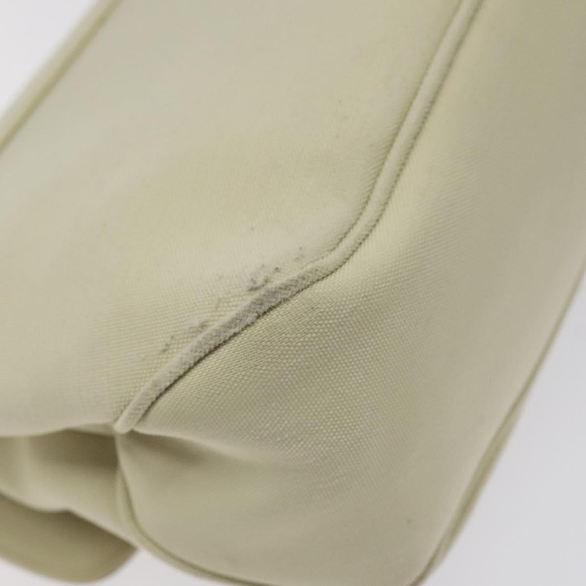 Salvatore Ferragamo Gancini Shoulder Bag Canvas White Silver Auth bs25930