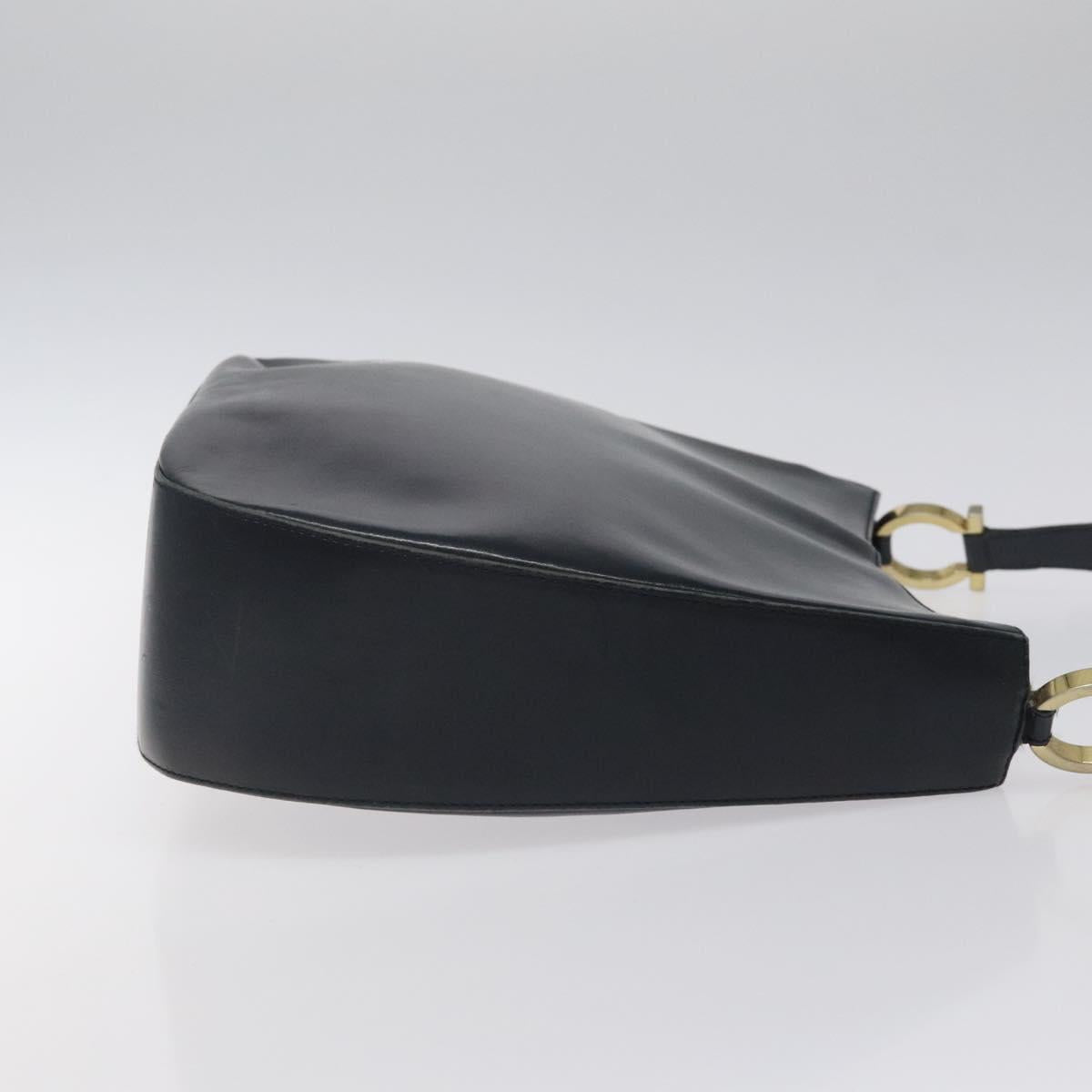 Salvatore Ferragamo Shoulder Bag Leather Black Gold Auth bs25932