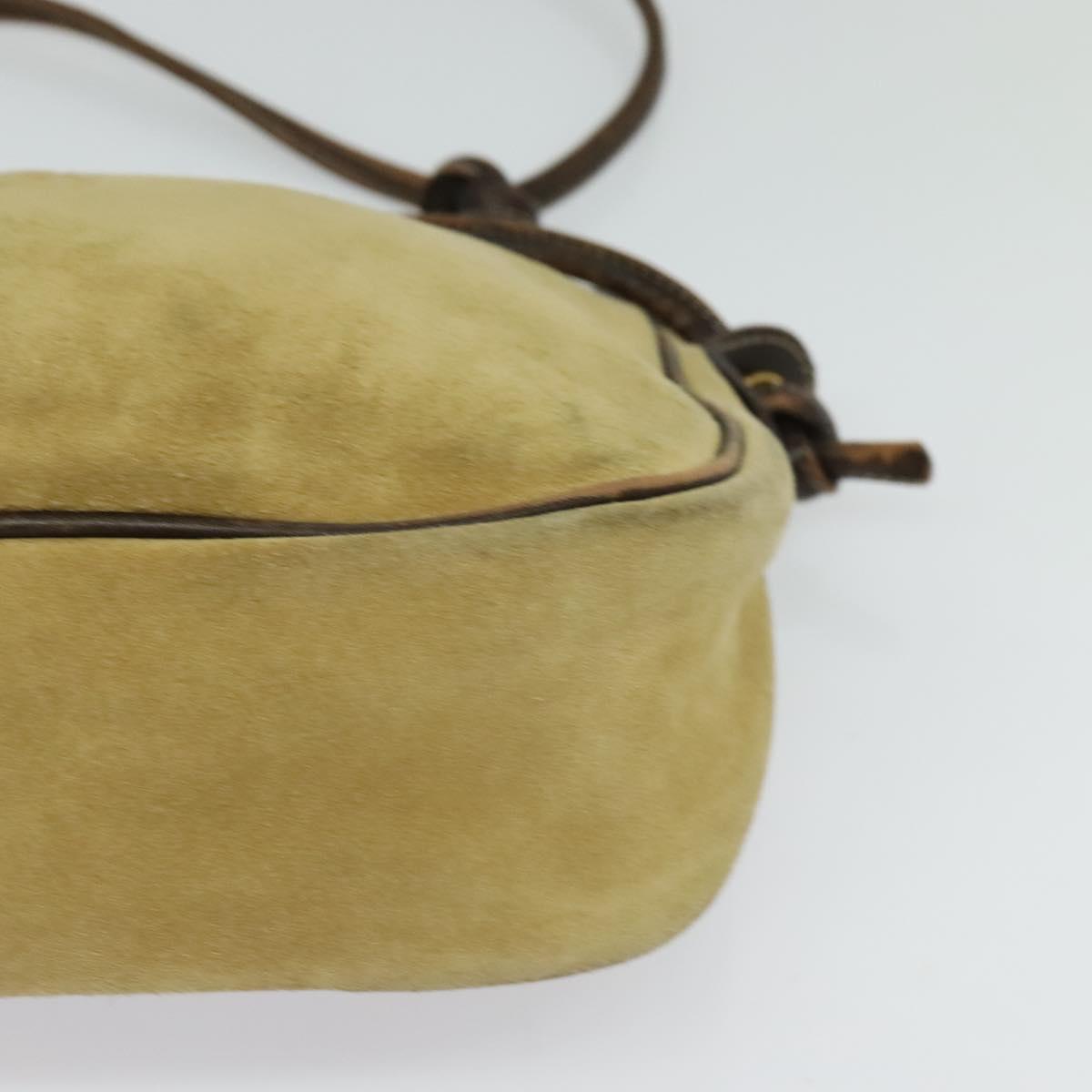 LOEWE Anagram Shoulder Bag Suede Beige Gold Auth bs25935