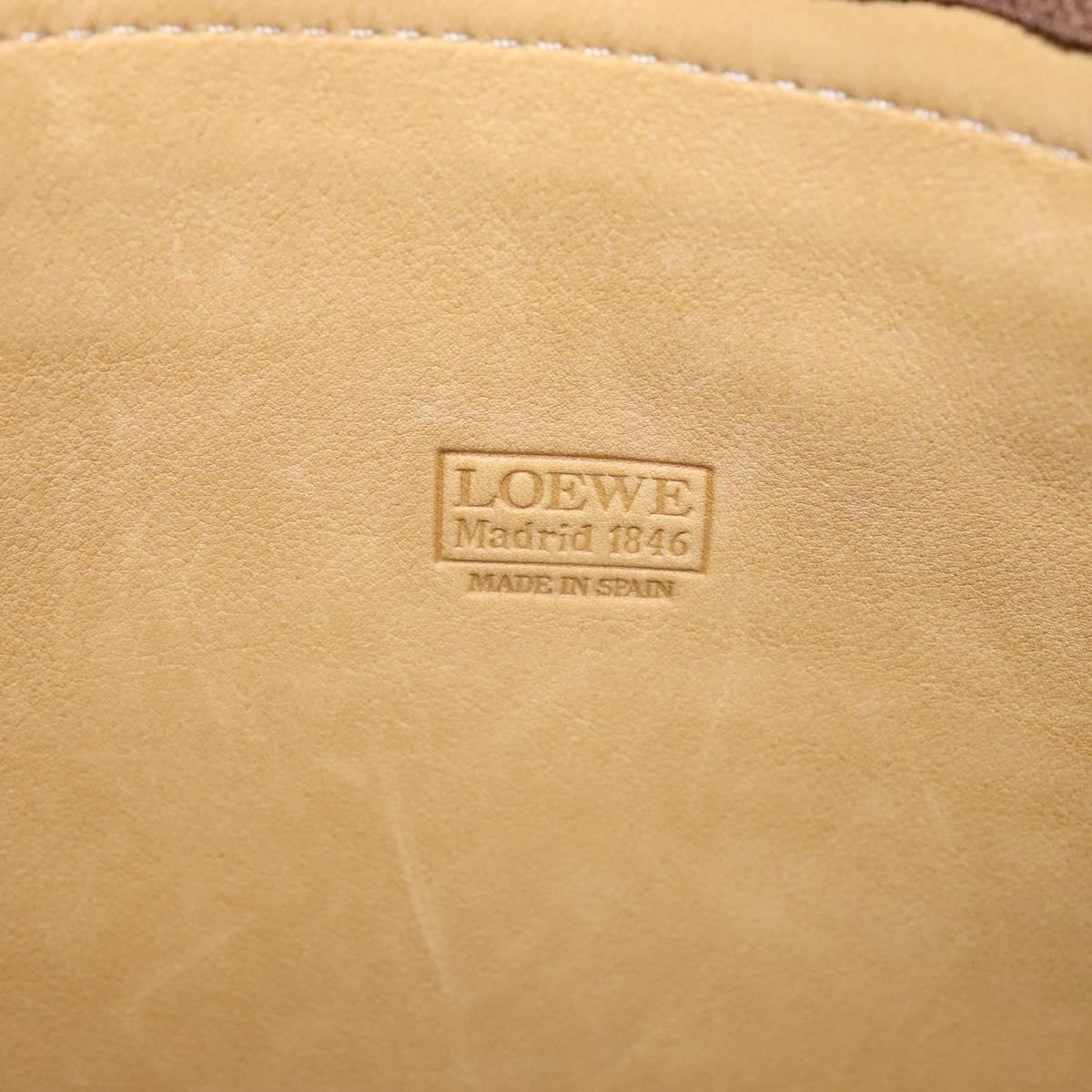 LOEWE Anagram Shoulder Bag Suede Beige Gold Auth bs25935