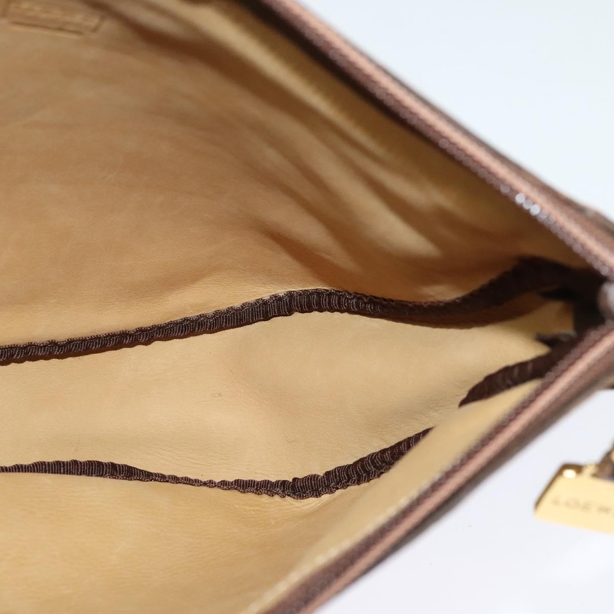 LOEWE Anagram Shoulder Bag Suede Beige Gold Auth bs25935