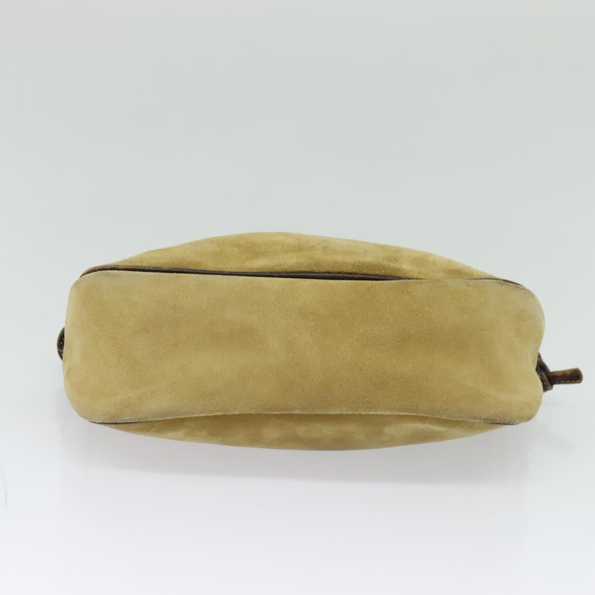 LOEWE Anagram Shoulder Bag Suede Beige Gold Auth bs25935