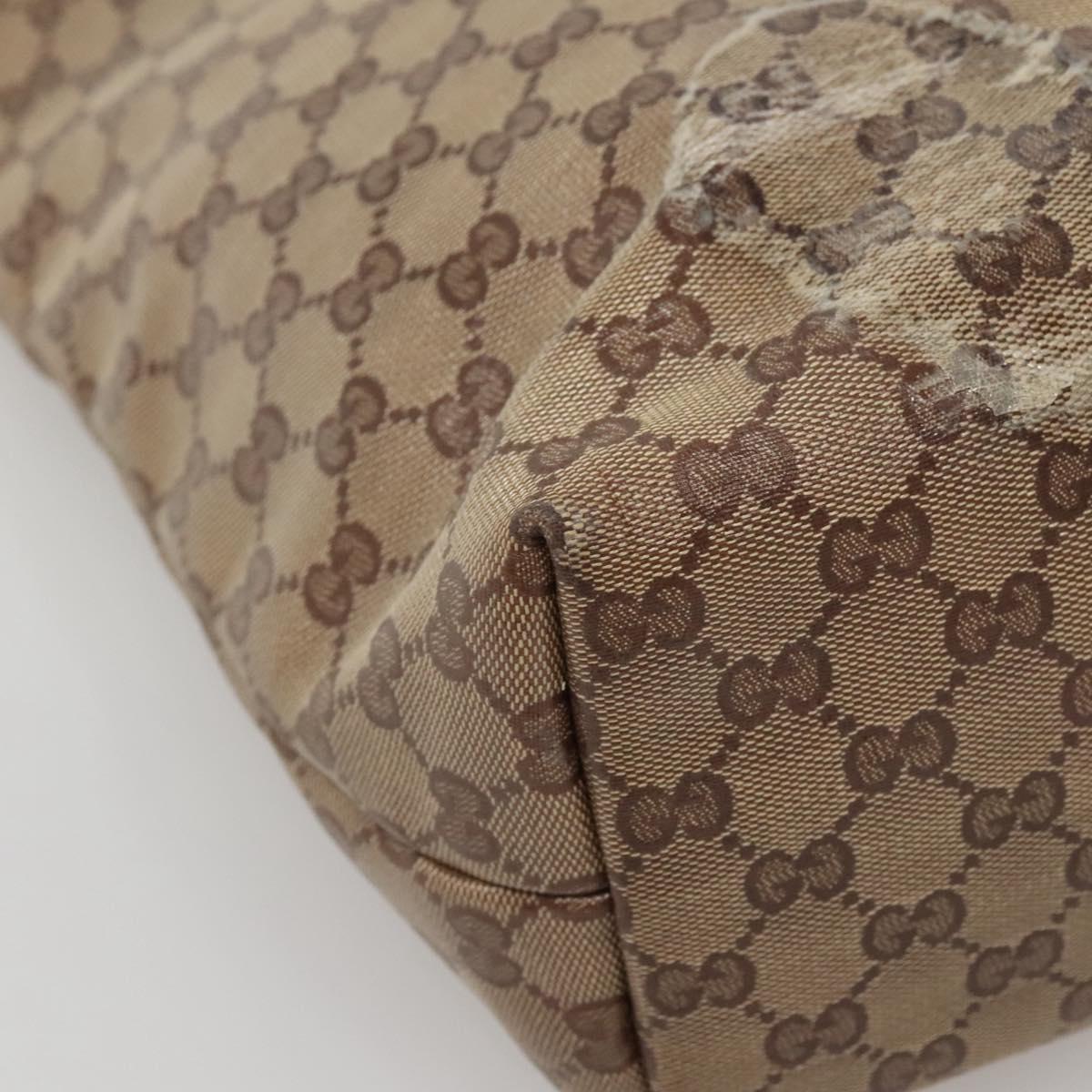GUCCI GG Crystal Tote Bag Coated Canvas Beige Gold 189896 Auth bs25939