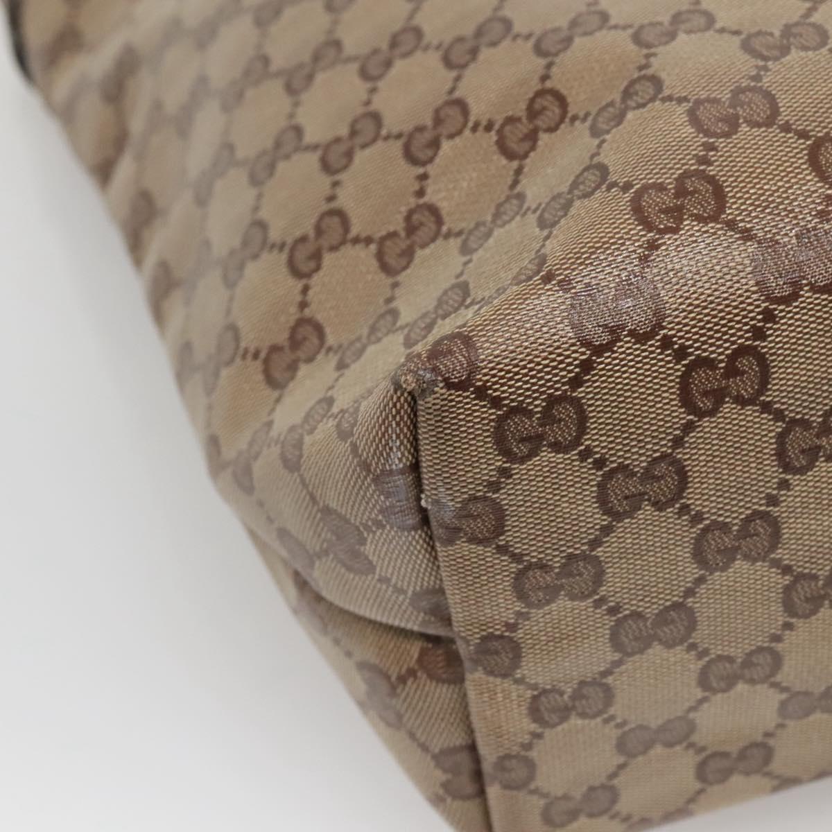 GUCCI GG Crystal Tote Bag Coated Canvas Beige Gold 189896 Auth bs25939